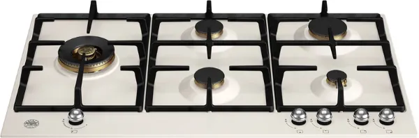 Bertazzoni P905LHERAX Heritage Series 90cm 5 Burner with Left Wok Burner Gas Hob in Ivory Chrome