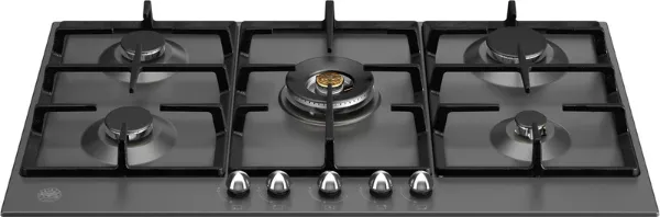 Bertazzoni P905CHERNE Heritage Series 90cm 5 Burner with Central Wok Burner Gas Hob in Matt Black