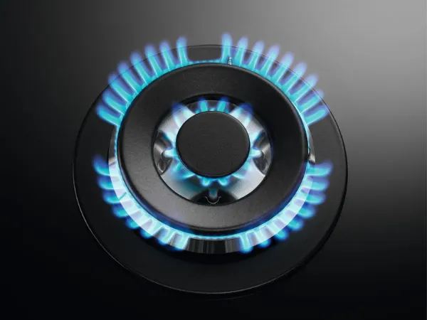 AEG HKB95820NB 8000 FlameLight 88cm Gas On Glass Hob Black_Wok Burner Detail