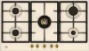 Bertazzoni P905CHERAG Heritage Series 90cm 5 Burner with Central Wok  Burner Gas Hob in Ivory Gold