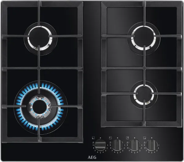 AEG HKB64420NB 6000 Gas On Glass Hob Black_Front View