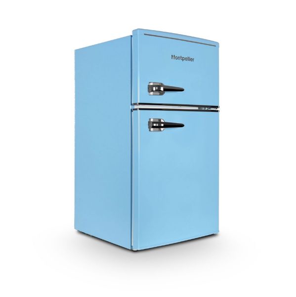 Montpellier MAB2035EPB 48cm Undercounter Mini Retro Fridge Freezer Pastel Blue