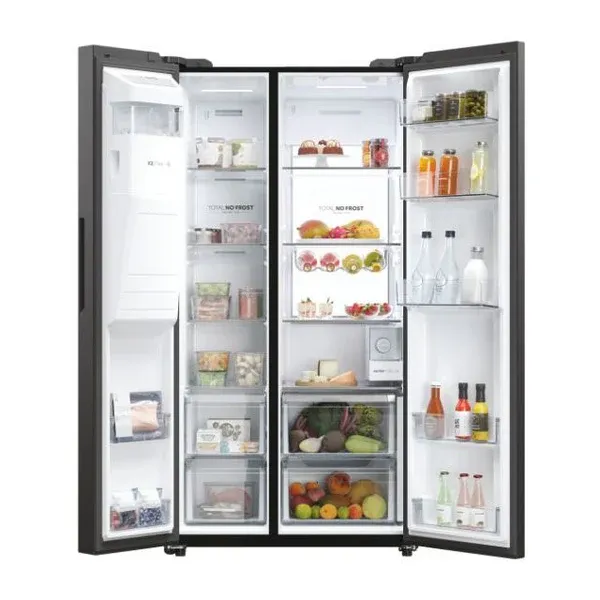 Haier HSW79F18DIPT SBS 90 Series 7 American Fridge Freezer - Slate Black - 601L_full