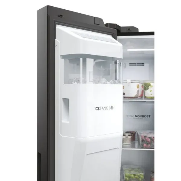 Haier HSW79F18DIPT SBS 90 Series 7 American Fridge Freezer - Slate Black - 601L_ice