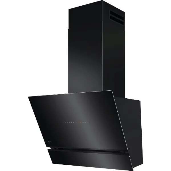 AEG NDV8761CB 8000 AuroraTech Wall Mounted Cooker Hood Black_Angled View