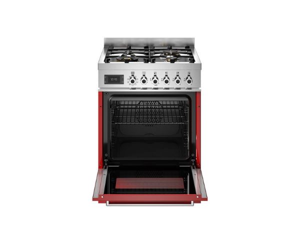 Bertazzoni PRO64L1EROT2 Professional 60cm Single Dual Fuel Cooker in Red
