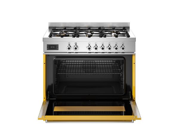 Bertazzoni PRO96L1EGIT2 Professional 90cm Single Dual Fuel Range Cooker in Yellow