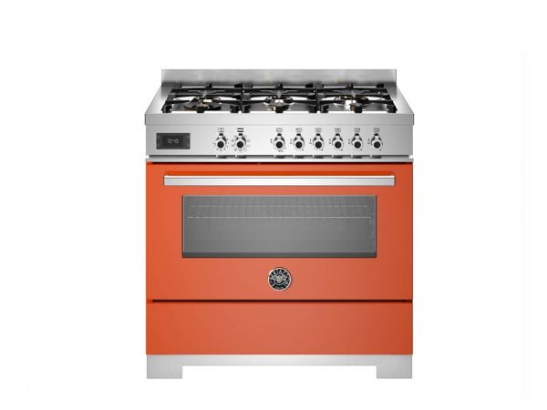 Bertazzoni PRO96L1EART2 Professional 90cm Single Dual Fuel Range Cooker in Orange