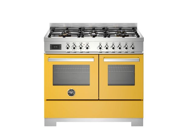 Bertazzoni PRO106L2EGIT2 Professional 100cm Double Dual Fuel Range Cooker in Yellow