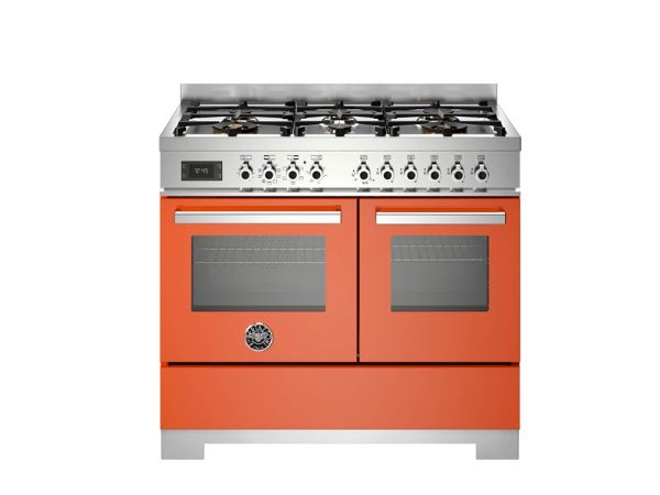 Bertazzoni PRO106L2EART2 Professional 100cm Double Dual Fuel Range Cooker in Orange