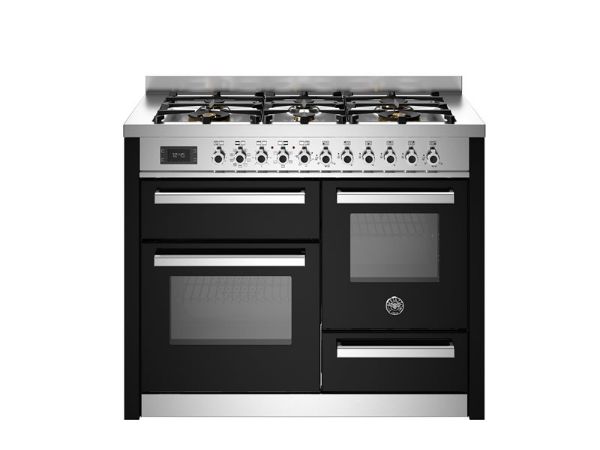 Bertazzoni PRO116L3ENET2 Professional 110cm Triple Dual Fuel Range Cooker in Black
