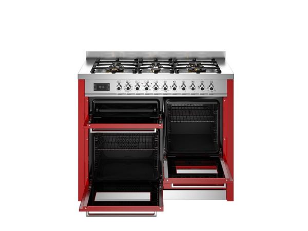 Bertazzoni PRO116L3EROT2 Professional 110cm Triple Dual Fuel Range Cooker in Red