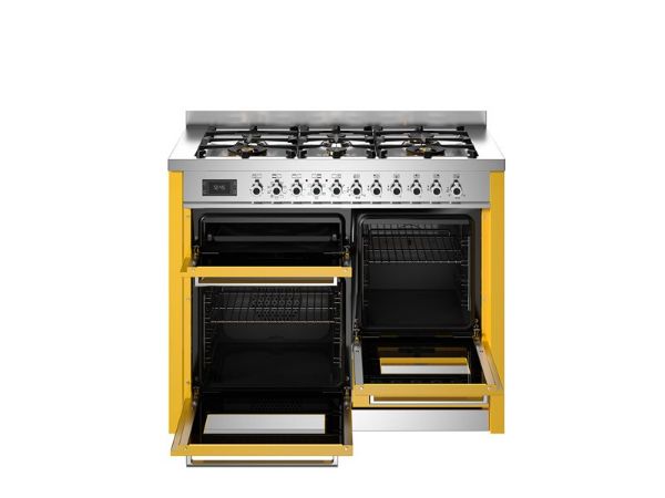 Bertazzoni PRO116L3EGIT2 Professional 110cm Triple Dual Fuel Range Cooker in Yellow