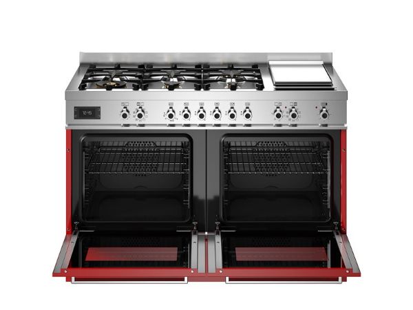 Bertazzoni PRO126G2EROT2 Professional 120cm Dual Fuel Range Cooker in Red