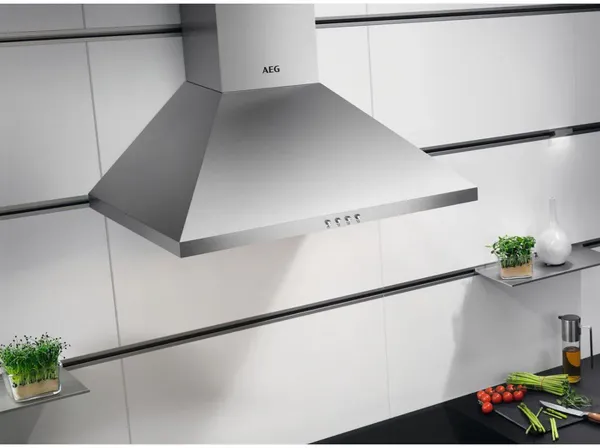 AEG DKX2630M 3000 ExtractionTech Wall Mounted Cooker Hood Stainless Steel_Installed Kitchen View