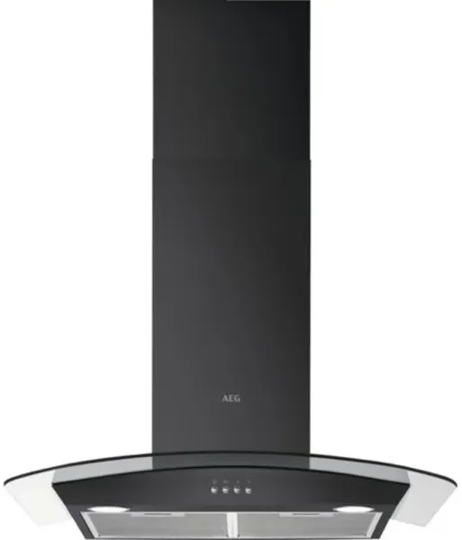 AEG DTX3840B 3000 LEDLights Wall Mounted Cooker Hood Black Glass_Front View