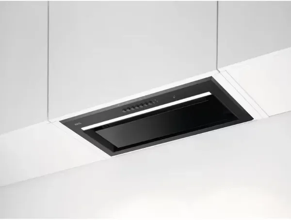 AEG GDG966AB 9000 AutoSense Integrated Canopy Cooker Hood Black_Installed Kitchen View