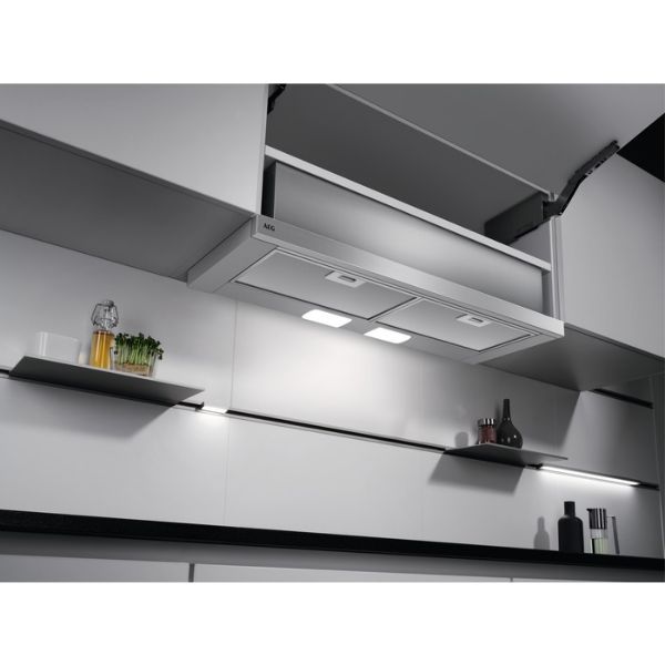 AEG DPB3932S 3000 ExtractionTech Telescopic Cooker Hood Silver_Installed Kitchen View