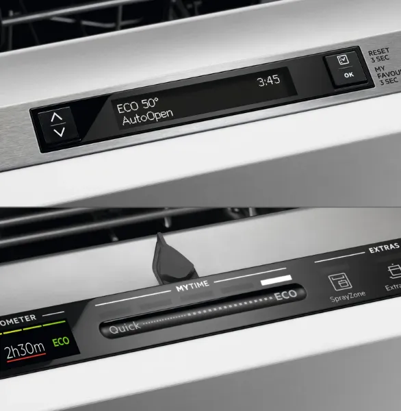 AEG FSE74507Z 7000 GlassCare Fully Integrated Slimline Dishwasher_Control Panel Detail