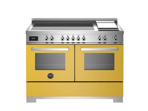 Bertazzoni PRO125I2EGIT2 Professional 120cm Double Oven Induction Top and Griddle Range Cooker in Yellow