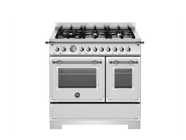 Bertazzoni HER96L2EXT2 Heritage 90cm Double Dual Fuel Range Cooker in Stainless Steel