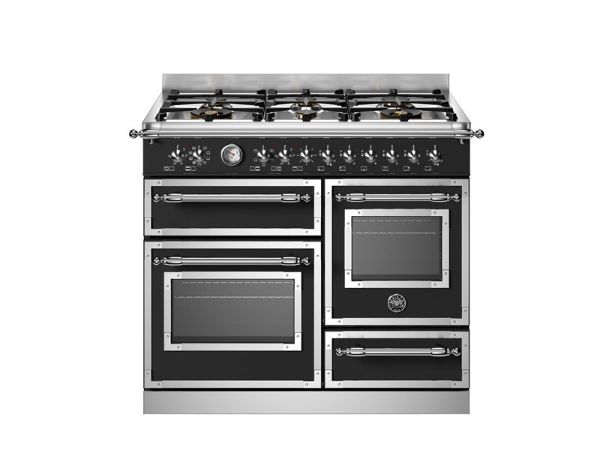 Bertazzoni HER106L3ENET2 Heritage 100cm Triple Dual Fuel Range Cooker in Black