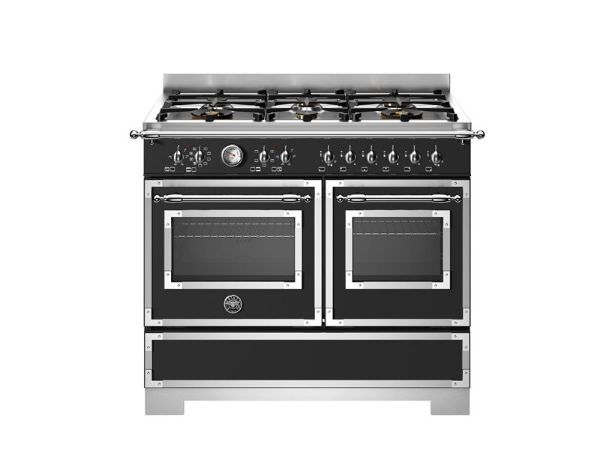 Bertazzoni HER106L2ENET2 Heritage 100cm Double Dual Fuel Range Cooker in Black