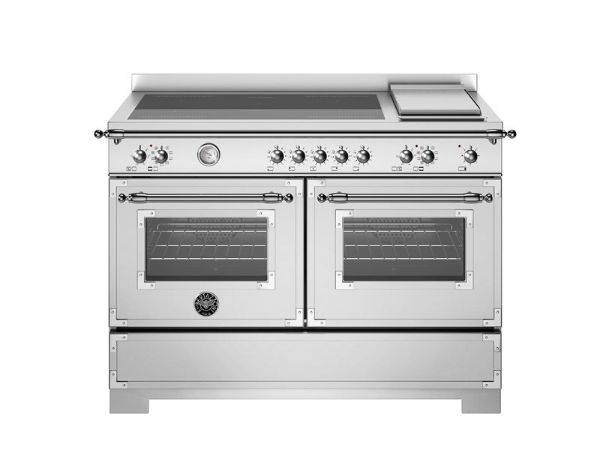 Bertazzoni HER125I2EXT2 Heritage 120cm Double Induction Top and Griddle Range Cooker in Stainless Steel
