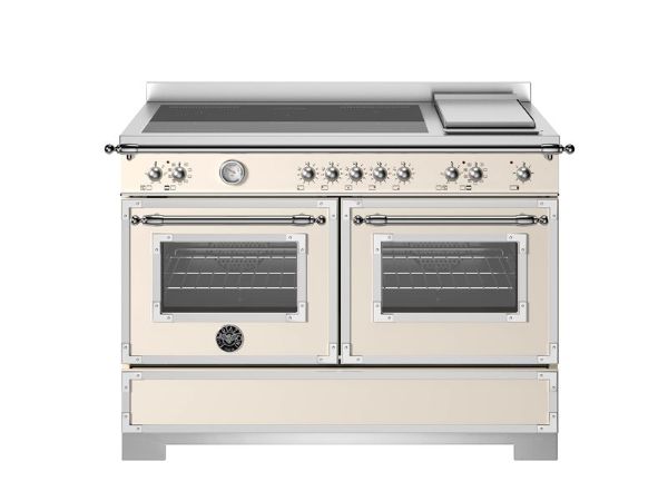 Bertazzoni HER125I2EAVT2 Heritage 120cm Double Induction Top and Griddle Range Cooker in Ivory