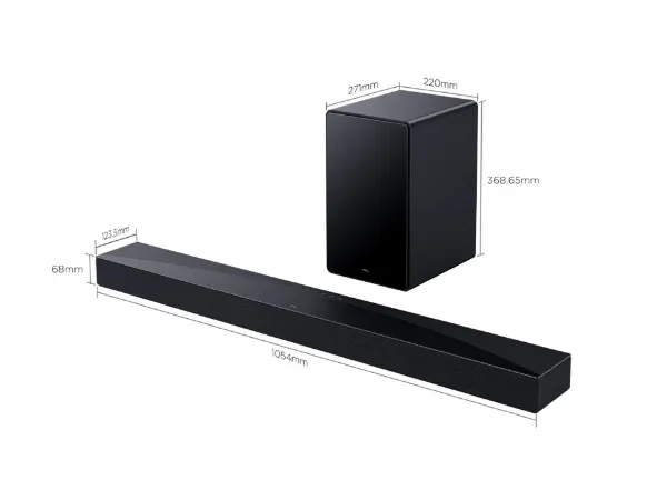 TCL Q65H 5.1 soundbar with Dolby Atmos & Ray Danz technologies- Black_dimensions