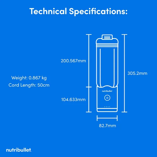 Nutribullet 02924 Flex Portable Blender - Black_specifications