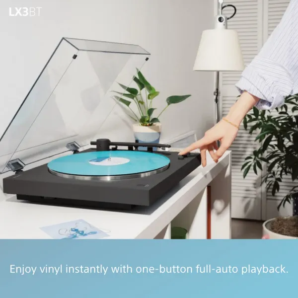 Sony PSLX3BT.CEK Wireless Bluetooth Turntable with Auto Playback - Dark Grey_room view