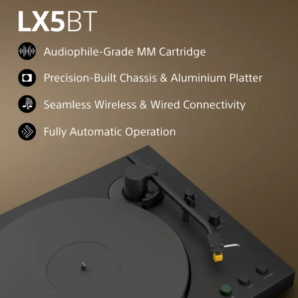 Sony PSLX5BT.CEK Wireless Bluetooth Turntable with Auto Playback - Premium cartridge & Stylus - Pure Black_features