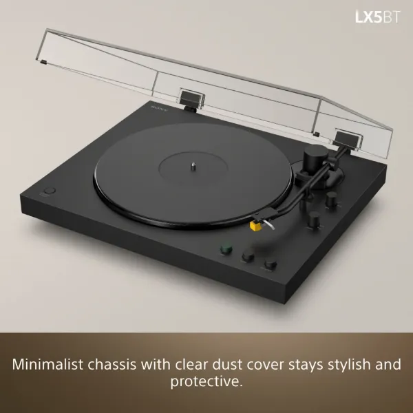 Sony PSLX5BT.CEK Wireless Bluetooth Turntable with Auto Playback - Premium cartridge & Stylus - Pure Black_dust cover