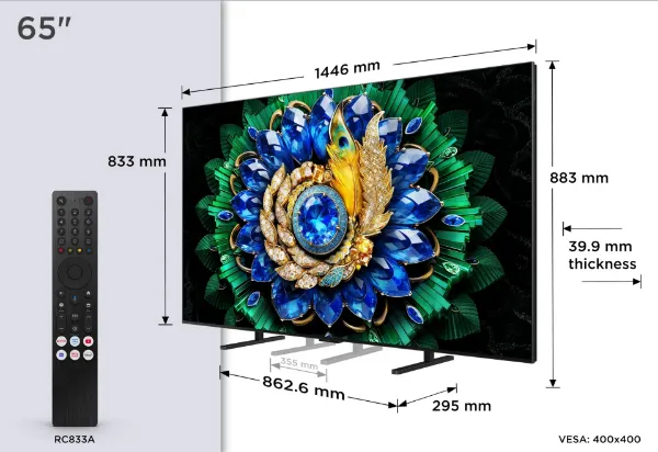 TCL 65A400M-UK 65" QD-MINI LED TV_dimensions