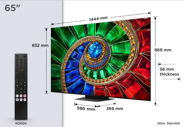 TCL 65RM7L-UK 65" 4K Ultra HD RGB MINI LED Google TV_dimensions
