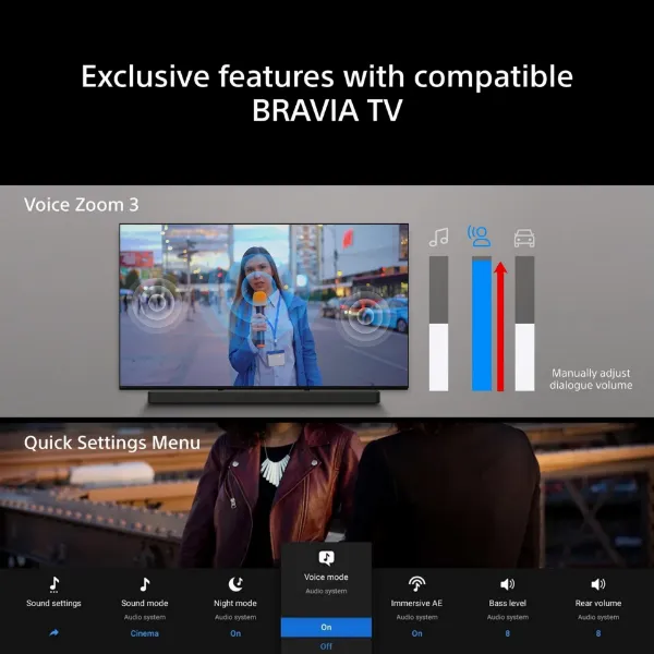 Sony HTA7100KIT.CEK BRAVIA Theatre Bar 7 + S 5.1.2ch Dolby Atmos Soundbar with SASW7 100W Subwoofer - Black_BRAVIA TV