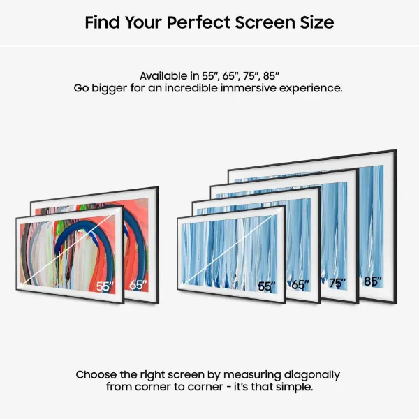 Samsung QE85LS03HWUXXU 85" 4K The Frame Pro Neo QLED 4K Vision AI Smart TV Art Mode & Wall Mount TV_screen size