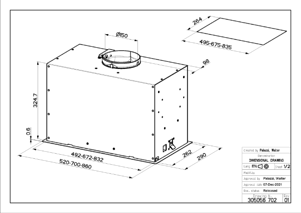 Faber Inca Lux 3.0 EVO X 70cm Integrated Canopy Cooker Hood_dimensions
