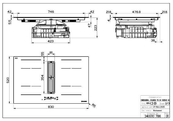 Galileo XL A830 Ducted Only Matt Black Vented Induction Hob_dimensions