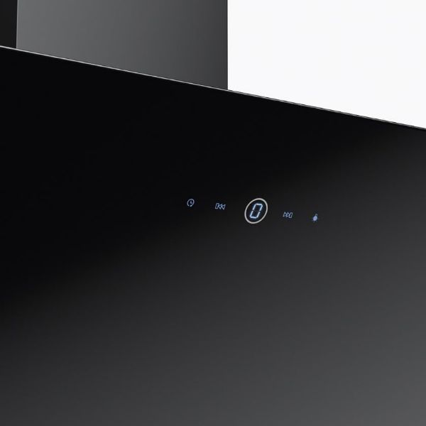 Faber Shadow 60cm Black Glass Wall Mounted Angled Cooker Hood_controls
