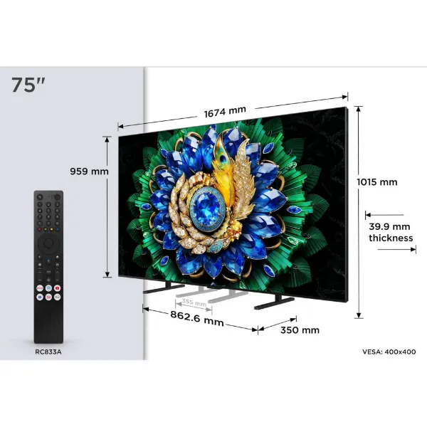 TCL 75A400M-UK 75" QD-MINI LED TV_dimensions
