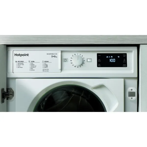 Hotpoint BIWDHG961485 9kg/6kg 1400 Spin Integrated Washer Dryer - White_controls 2
