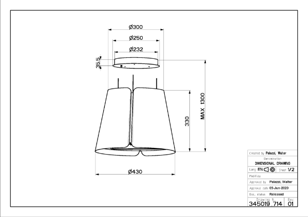 Faber Beat Dark Grey Matt 45cm Island Cooker Hood_dimensions