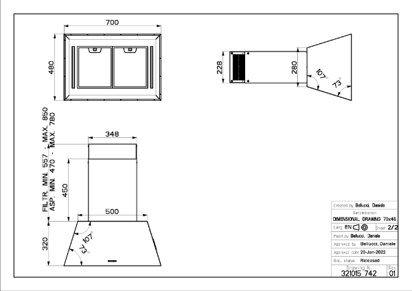 Faber Chloe Isola A70 Dark Grey Matt 70cm Island Cooker Hood_diagram