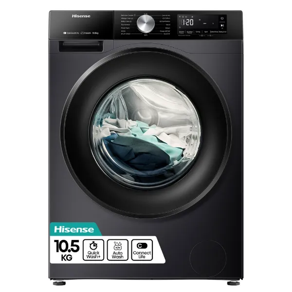 Hisense WF3S1043BB3 10.5kg 1400 Spin Steam Washing Machine - Black
