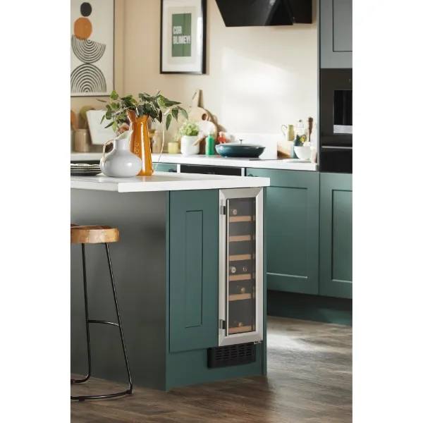 CDA CFWC304SS 30cm Freestanding Undercounter Single Zone Wine Cooler_Installed Kitchen View