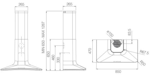 Elica DOLCE-EMB-CH wall-mounted cooker hood_diagram