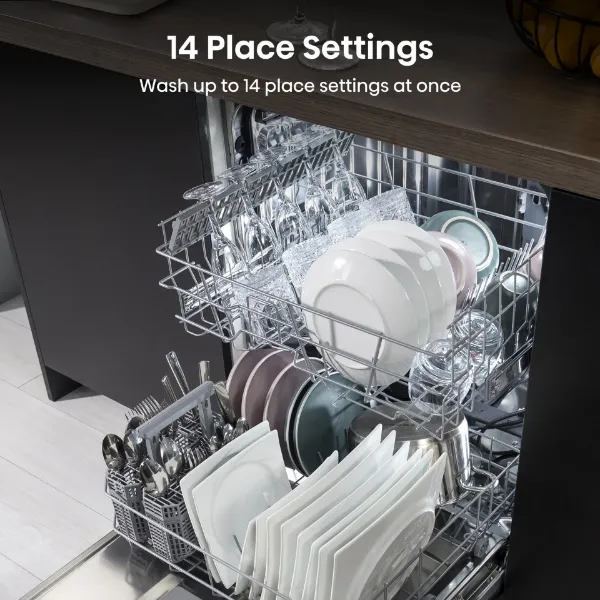 Hisense HS642D90WUK Full-Size Dishwasher - White - 14 Place Settings_14 place setting