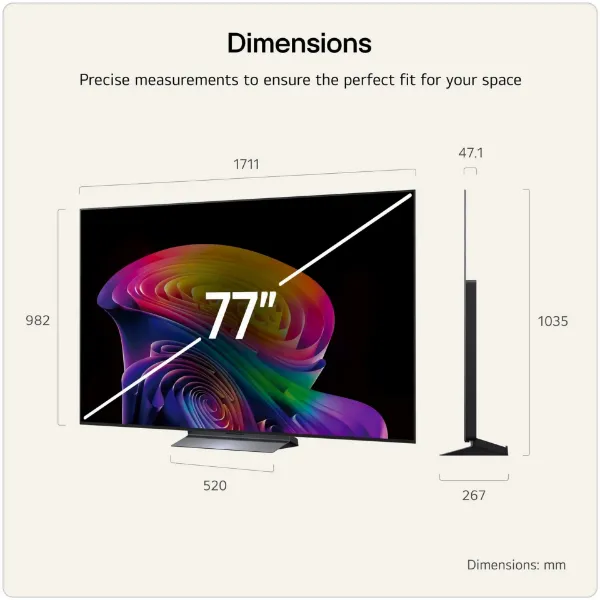 LG OLED77C66LB.AEK 77" 4K OLED 4K Smart TV_dimensions